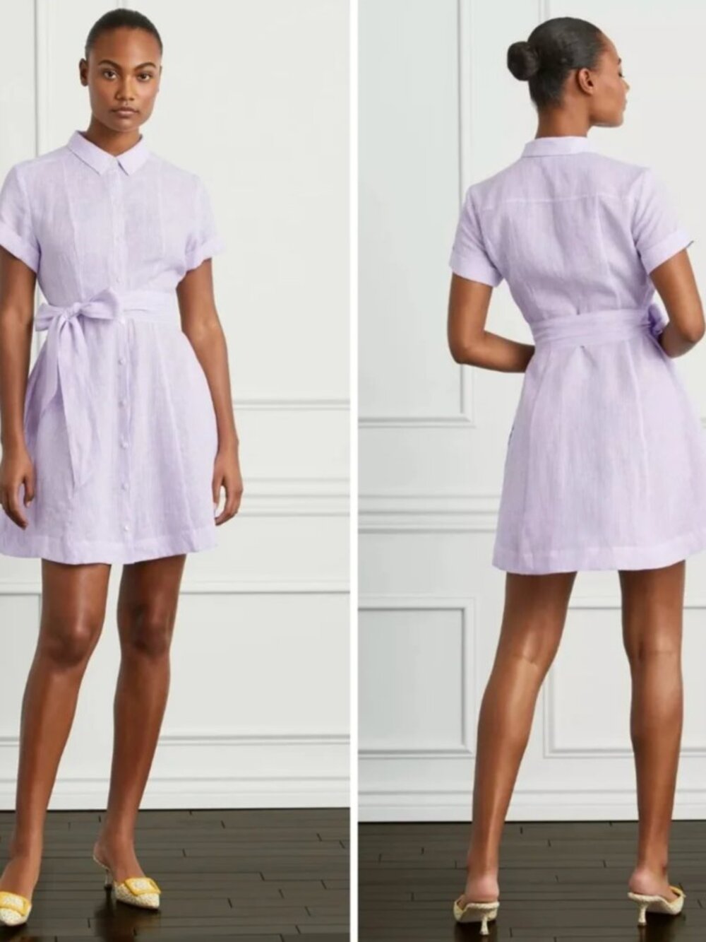 Hill House Laura Shirt Dress in Lilac Stripe Linen - Medium